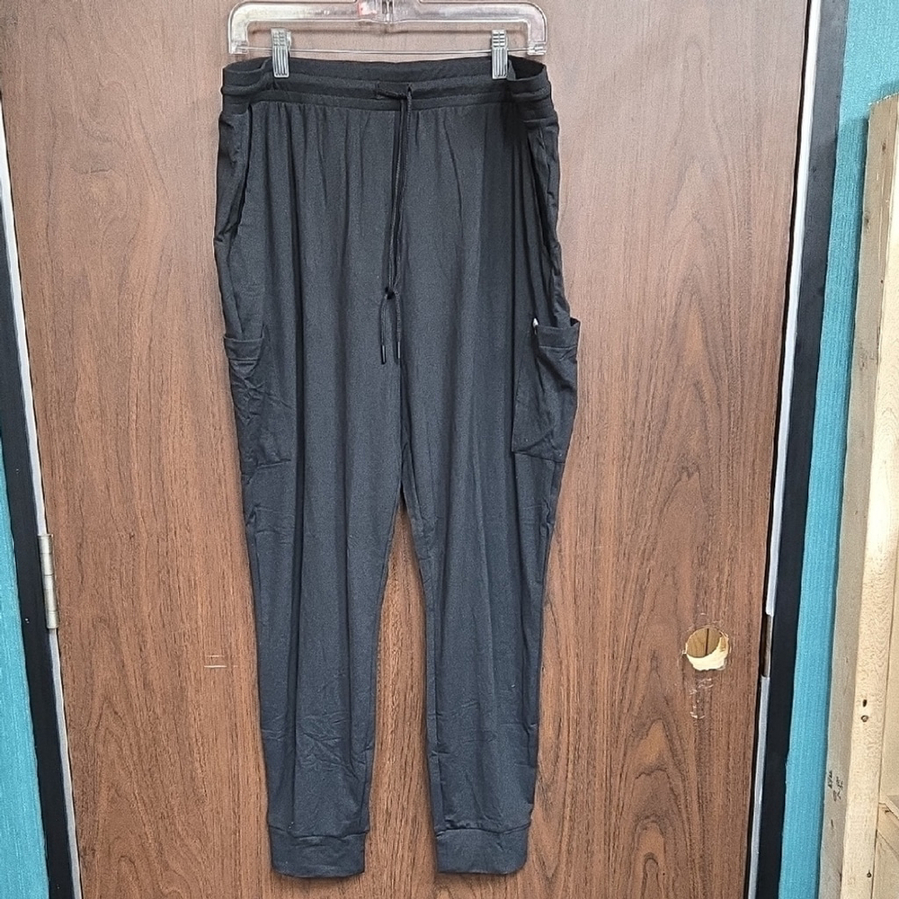 Frank & Oak Size XL Charcoal High Waisted Cargo Jogger Lounge Pant